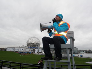 Rodrigo como voluntário nas Olimpíadas de Inverno no Canadá